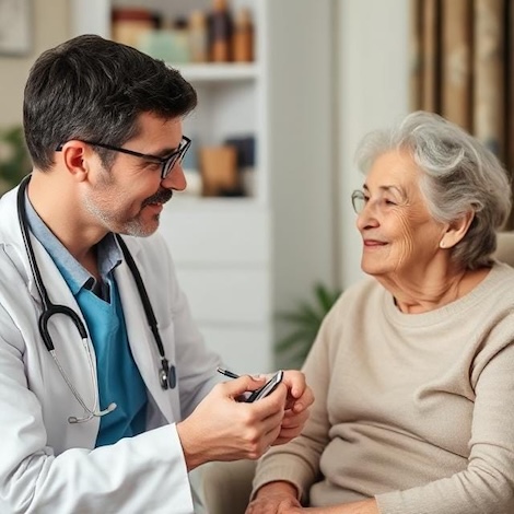 Doctor providing palliative care services at Home